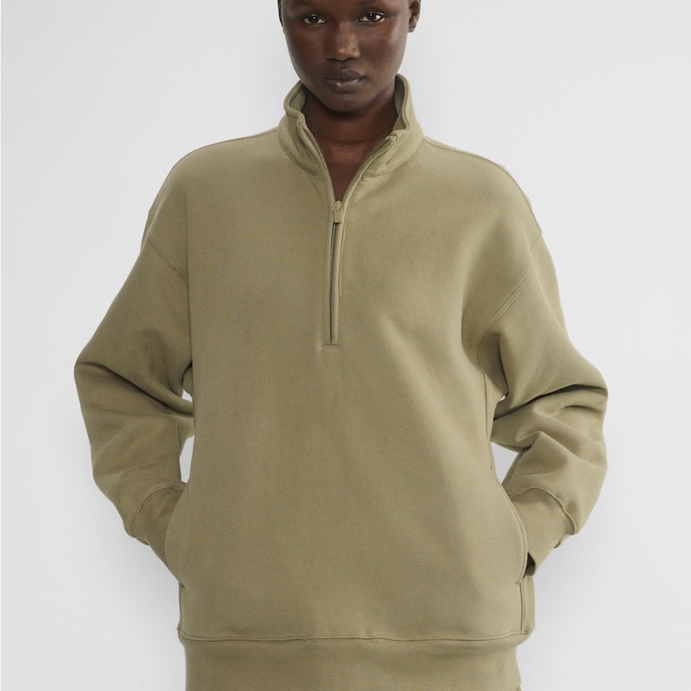 Aritzia Cozy Sweatfleece Boyfriend 1/2 Zip Sweatshirt in Merlot/Maroon, Small - Picture 4 of 4